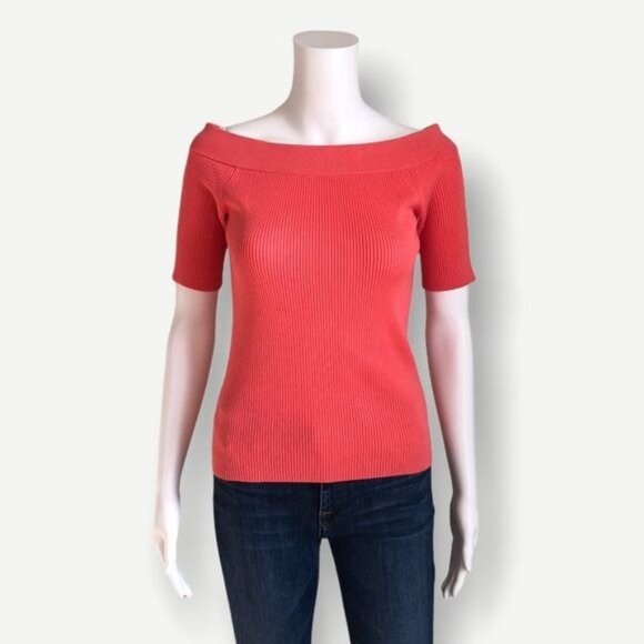 ANTHROPOLOGIE Ribbed Knit Off The Shoulder Top - S - Picture 1 of 8